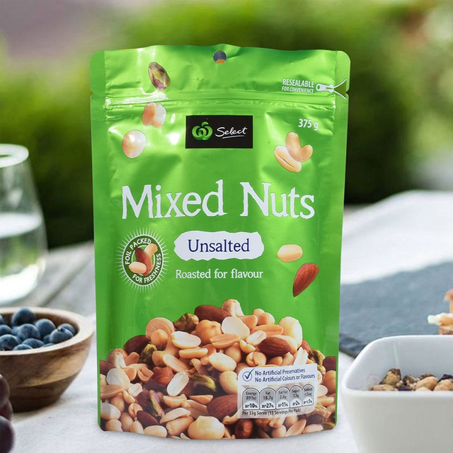 Beste Verpackungsidee für Cashewnüsse. Wiederverschließbare Lebensmittelverpackung für Nüsse