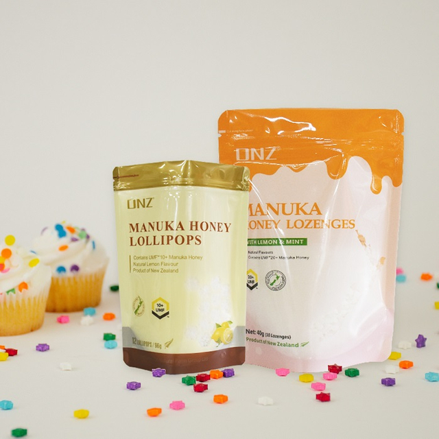 CO2-neutrale, leere, wiederverschließbare Mini-Stehverschlussbeutel mit gemischten Gummibonbons