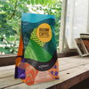 Personalisierte Verpackung, roter kompostierbarer 8-Unzen-Kaffeebeutel mit flachem Boden und Ventil
