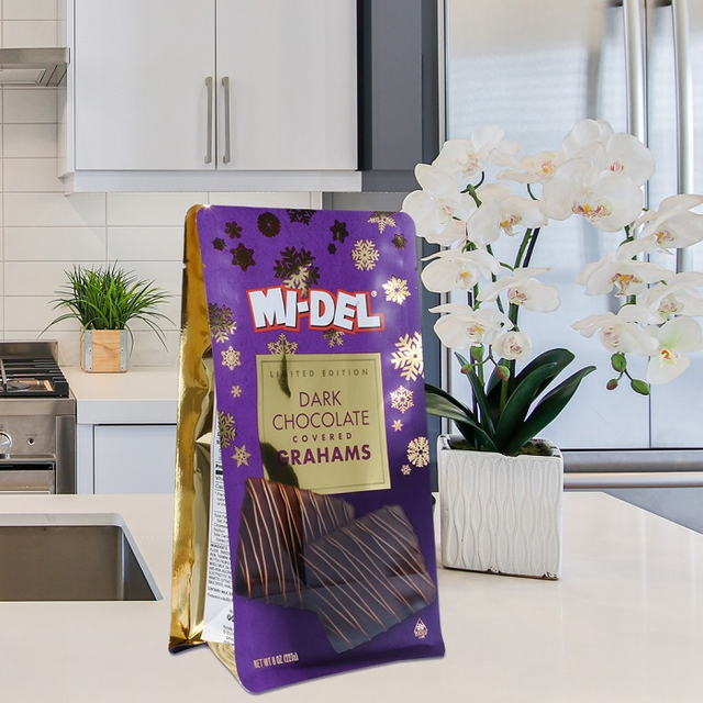 Tragbarer kompostierbarer Standbodenbeutel mit wiederverschließbarem Verschluss. Passen Sie kleine 2-Unzen-Chipsbeutel individuell an