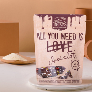Spot UV Finish Home Kompostierbare Ziplock-Kraftpapier-Stehbeutel für Schokoladenstückchen