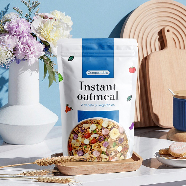 Beste umweltfreundliche Müslibeutelverpackung aus braunem Papier mit Reißverschluss oben und individuellem Design