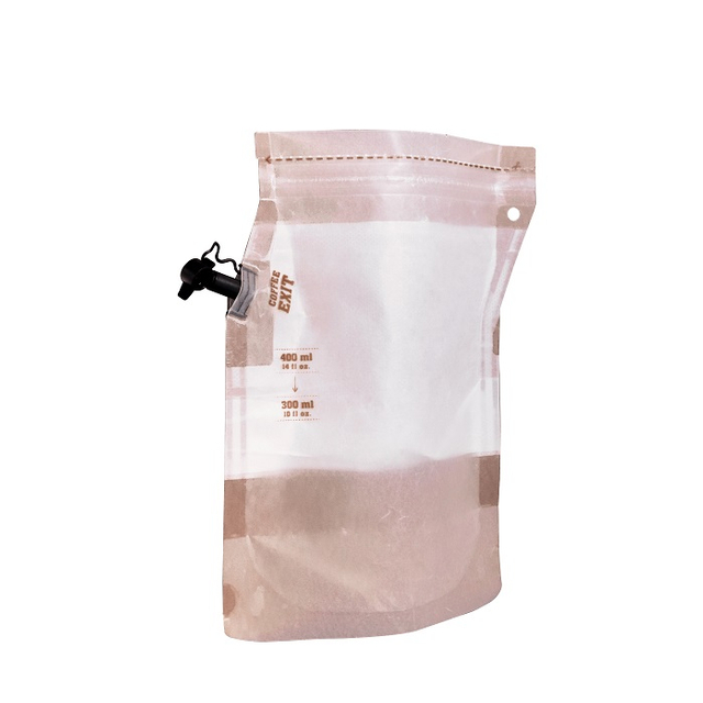 Reißverschluss oben, 400 ml, brauner Stand-up-Doypack, bester tragbarer Beutel für tropfenden Kaffee mit Ausgießer