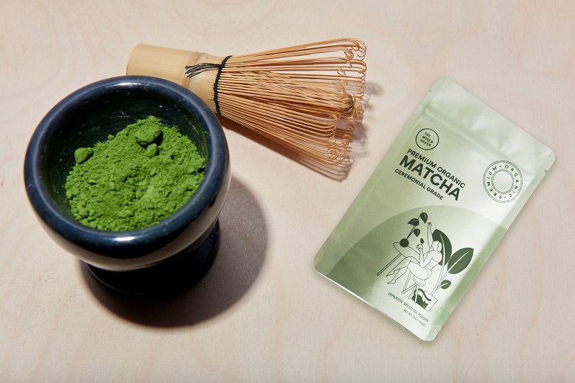 Beutel mit Matcha-Pulver