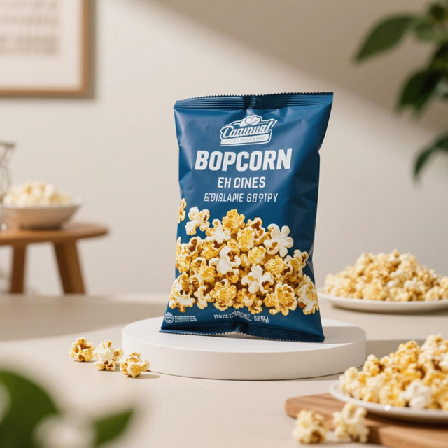 Biobasierter, wiederverschließbarer Popcornbeutel mit Reißverschluss