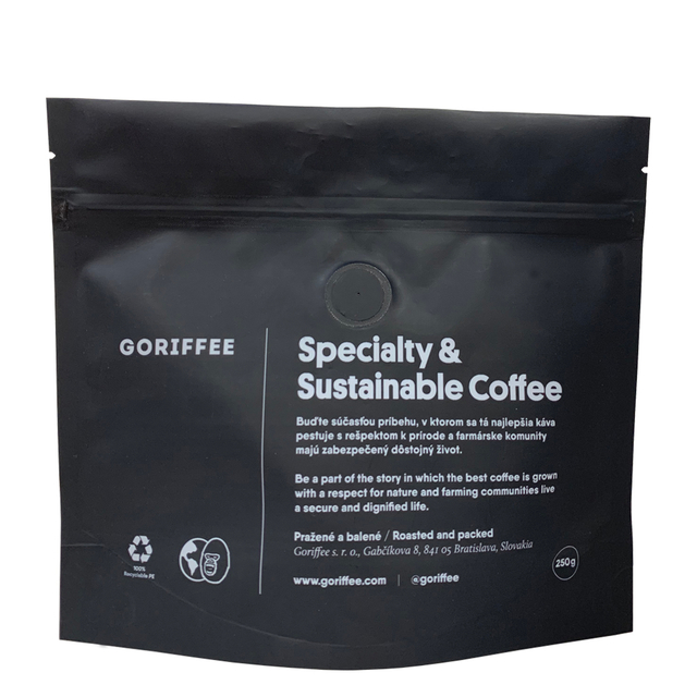 Nachhaltige Verpackung Recycelbares PE 4 Stand Up Coffee Bag 250g