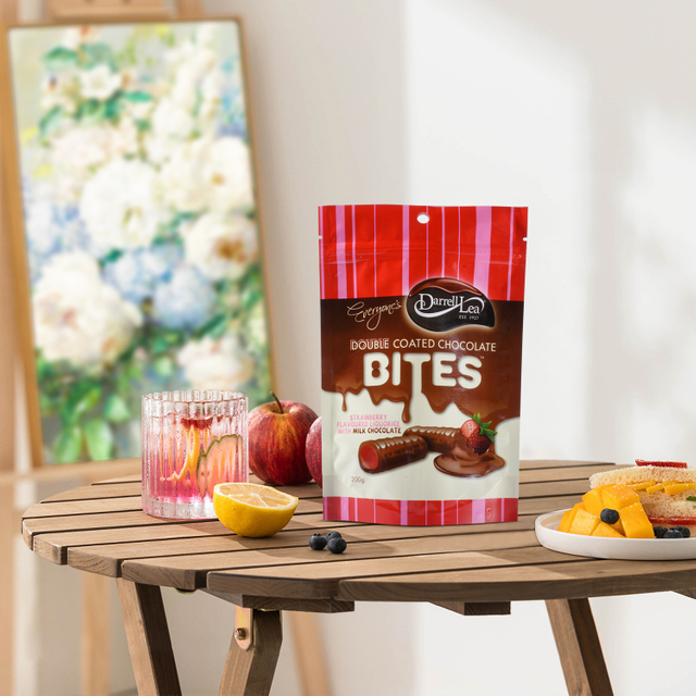 Umweltfreundliche, kundenspezifische, geruchssichere Süßigkeitsbeutel mit flachem Boden im Digitaldruck. Umweltfreundliche Beutel für Lebensmittel