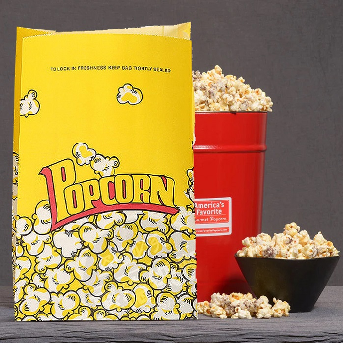 Logo Design Box Bottom Home Kompostierbare Verpackung Individuell bedruckte Popcornbeutel im Großhandel