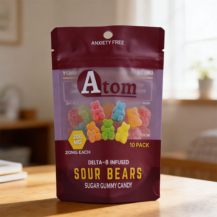 Beutel mit biobasierten, recycelten braunen Gummibärchen