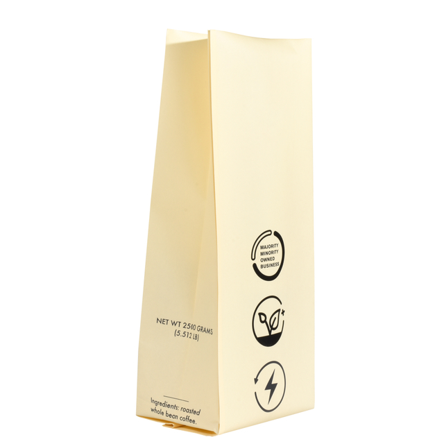 Pflanzliche, recycelbare Kaffeebeutel mit Seitenfalte und Sichtfenster