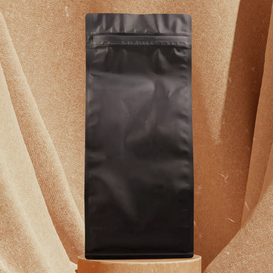100 STÜCKE 1 kg Mattschwarze 4-seitige Seitenfaltenbeutel