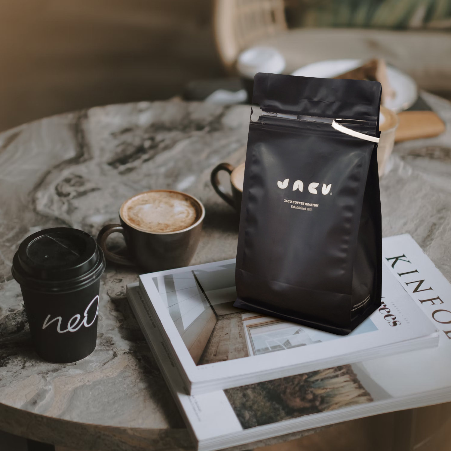 Großhandelsbeutel für gerösteten Kaffee mit flachem Boden, Taschenreißverschluss und Ventil