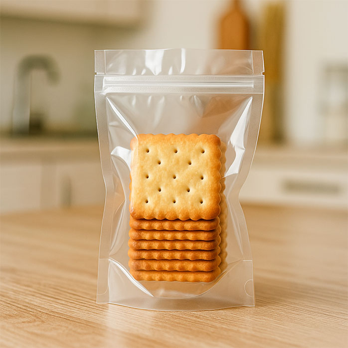Home Kompostierbare, durchsichtige Zellophan-Keksbeutel mit Reißverschluss