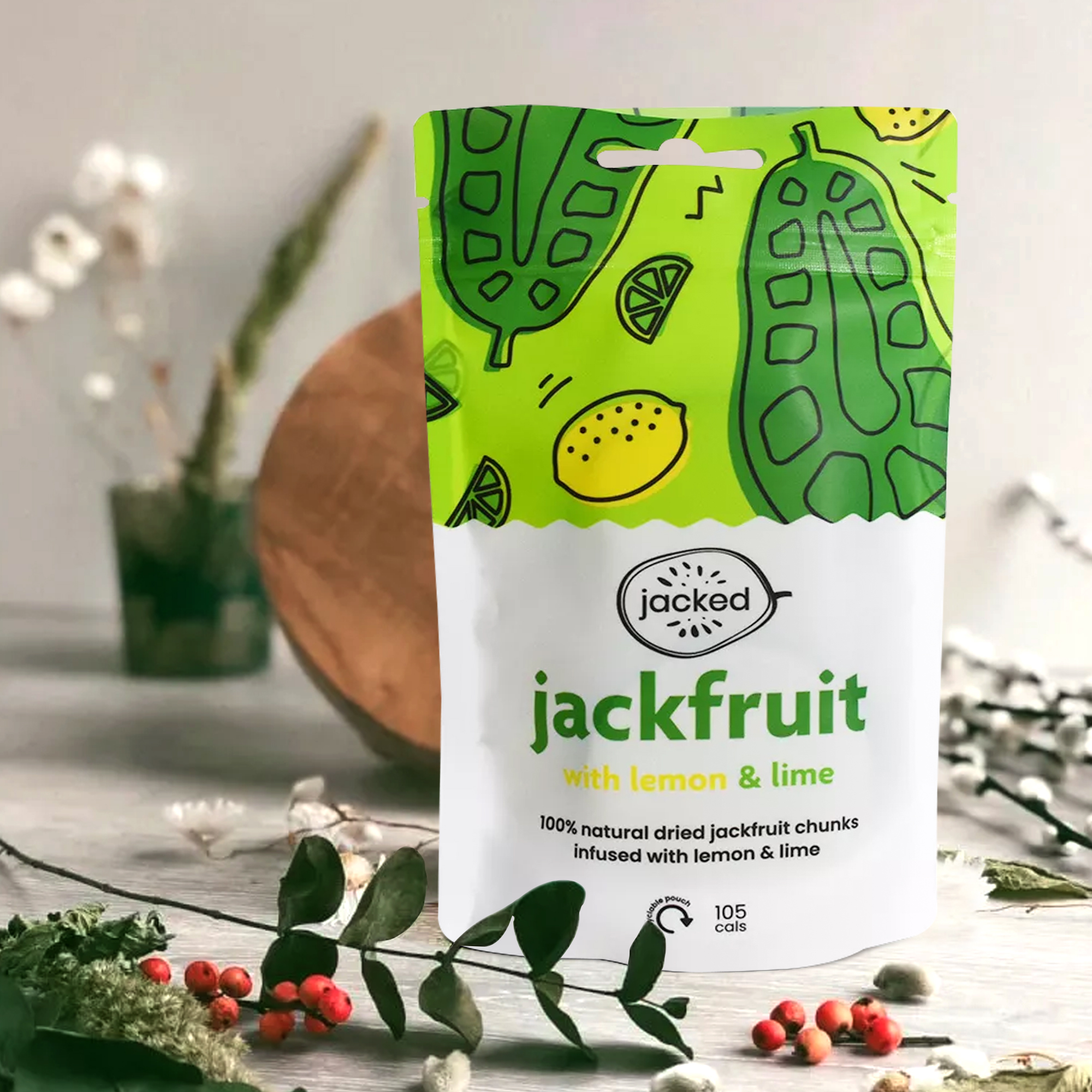 100 % recycelbare Beutel für getrocknete Jackfruits in Bio-Verpackung