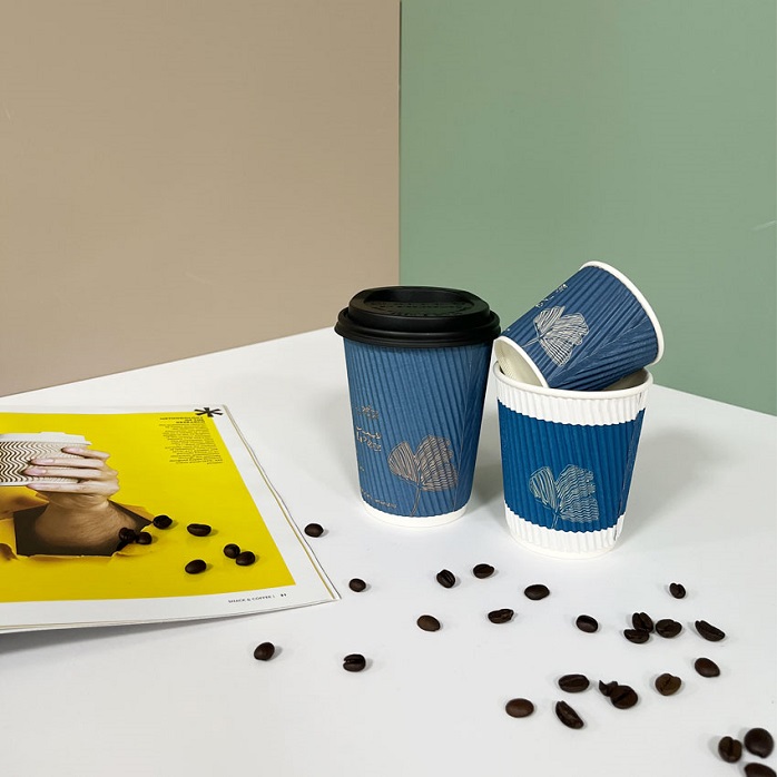 Custom Design 4 Unzen 8 Unzen Ripple Wandkompostierbares Kaffeetassen mit Deckeln