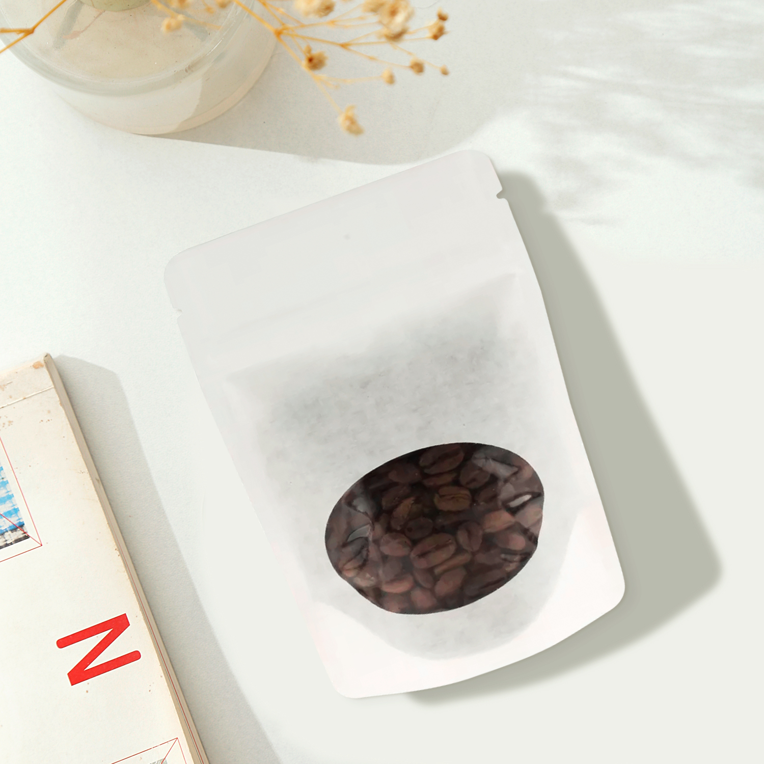 Umweltfreundliche Stand-Up-Reißverschluss-Kraftpapier-Kaffeebeutel