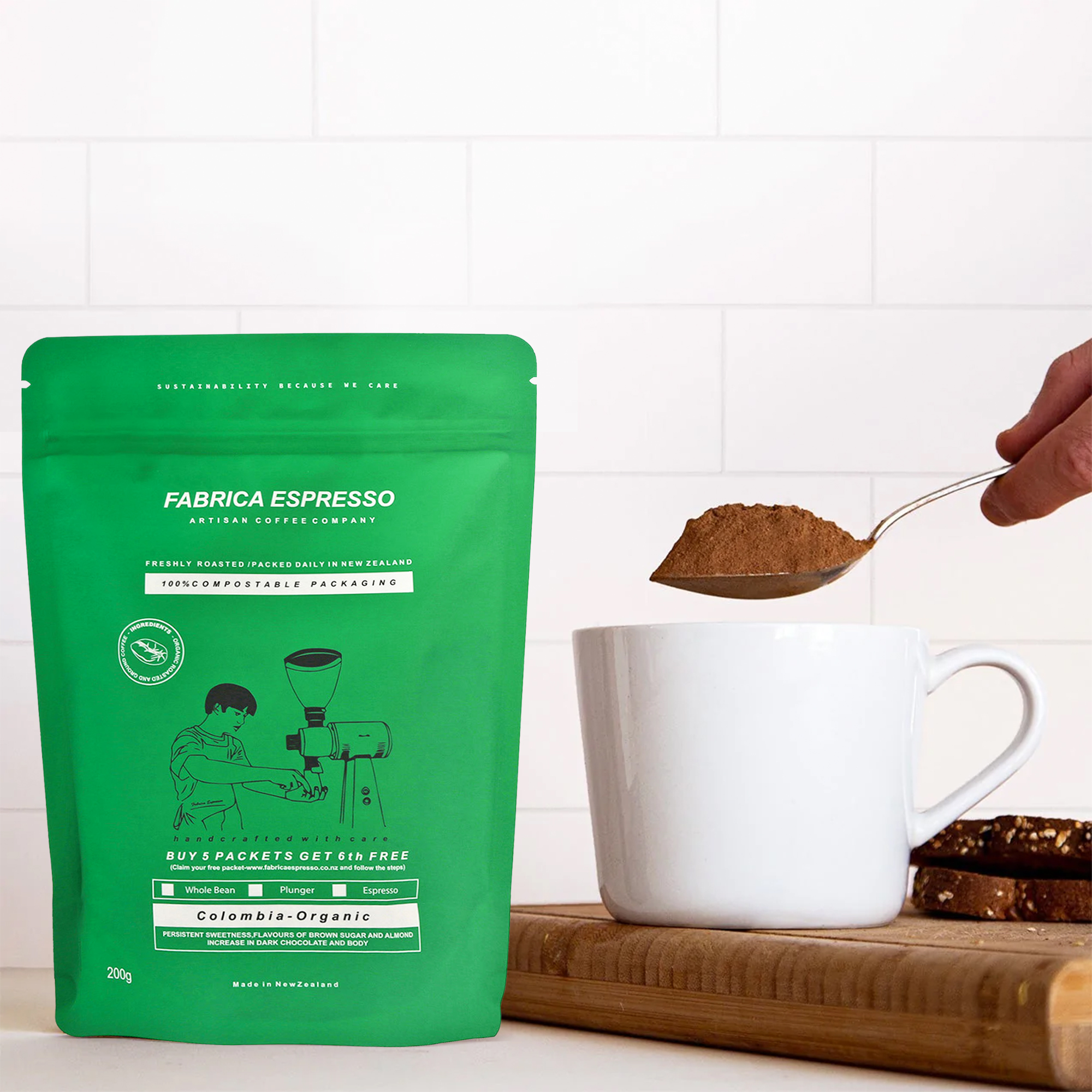 Biologisch abbaubare kompostierbare vegane Bio-Lebensmittelverpackung Standbeutel für Kaffee