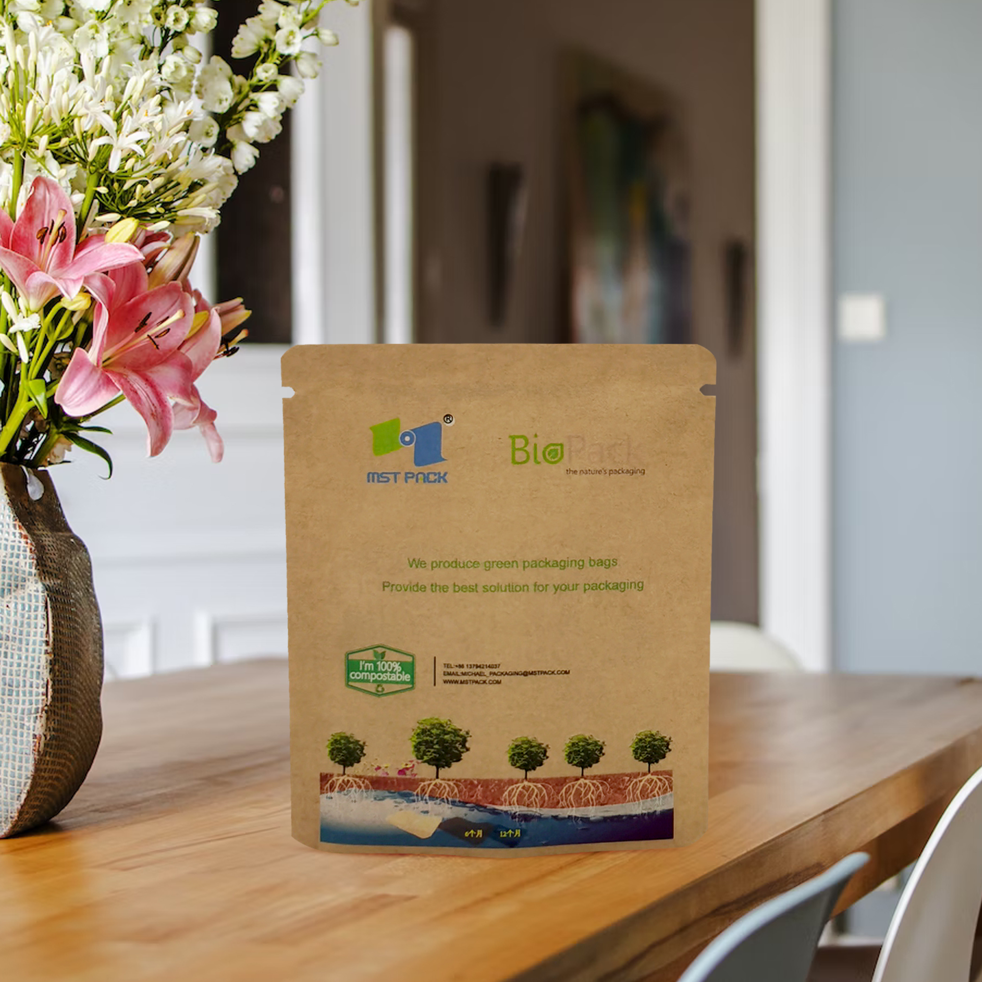 Kundenspezifischer Druck Umweltfreundliche nachhaltige kompostierbare Verpackungen für Bio-Lebensmittel