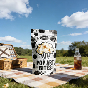 Biobasierter, wiederverschließbarer Popcornbeutel mit Reißverschluss