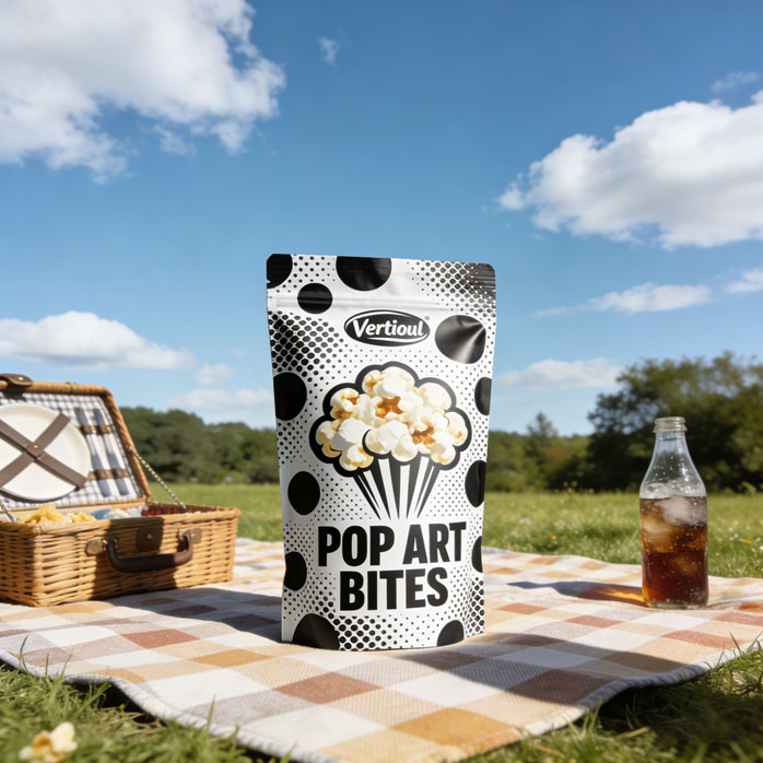 Biobasierter, wiederverschließbarer Popcornbeutel mit Reißverschluss