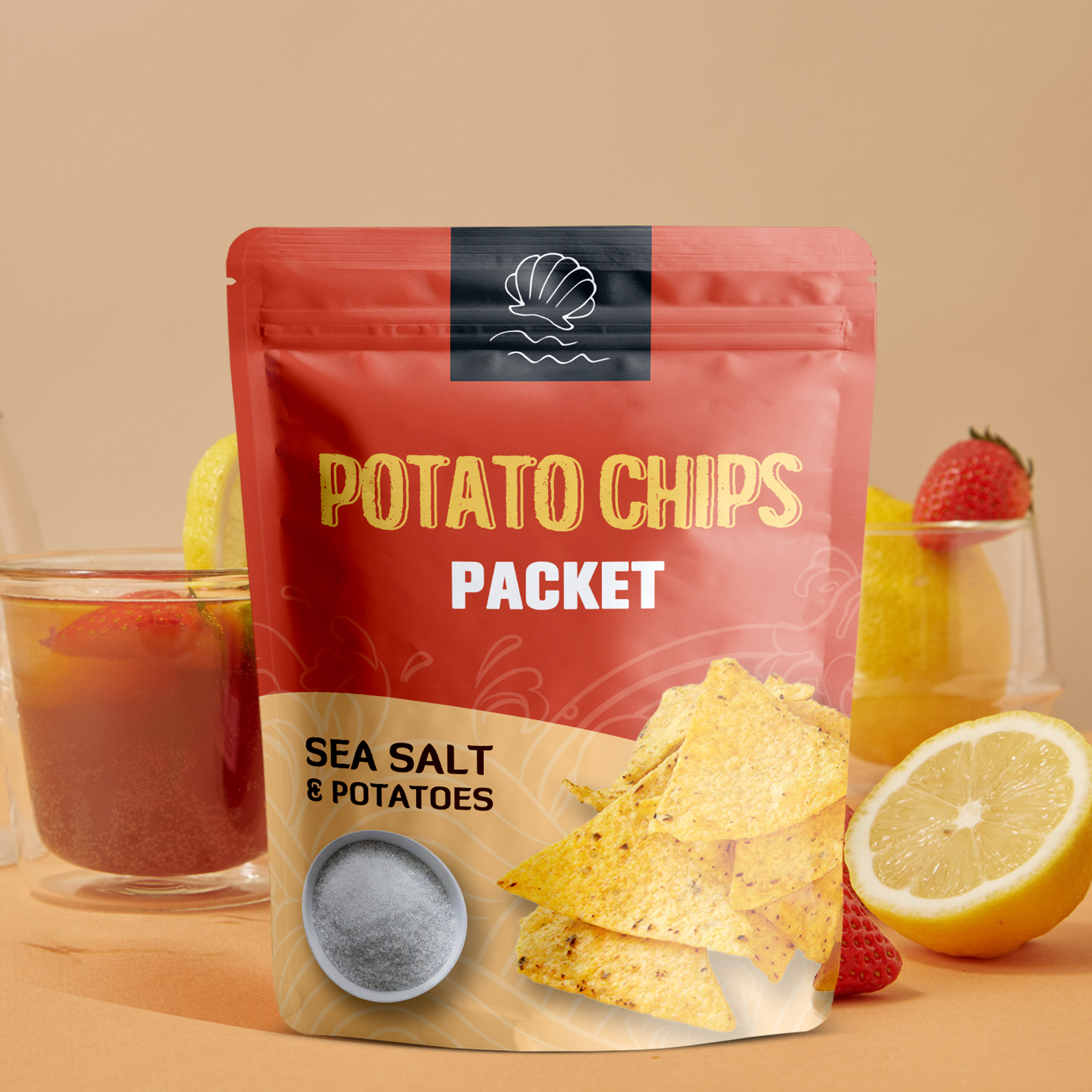 Laminierte Kartoffelchip-Beutel in Lebensmittelqualität, individuelle Snack-Beutel, Chips-Verpackung, kompostierbar