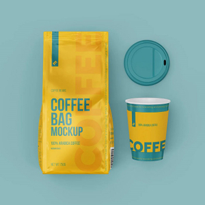 Benutzerdefinierte Logo Druckdesign Seite Zwickel unten helle Kaffee gelbe Verpackung