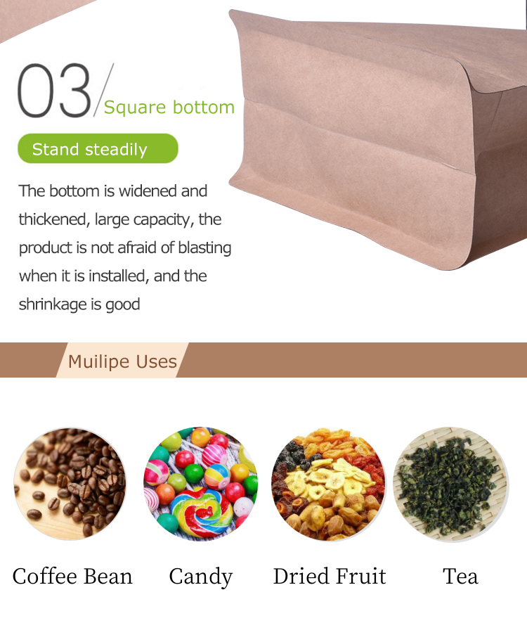 100 ST&Uuml;CKE 1 kg Kraftpapier Box Boden Kaffeebeutel mit Ventil