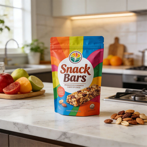 Biologisch abbaubare Verpackung für knusprige Bio-Snackriegel