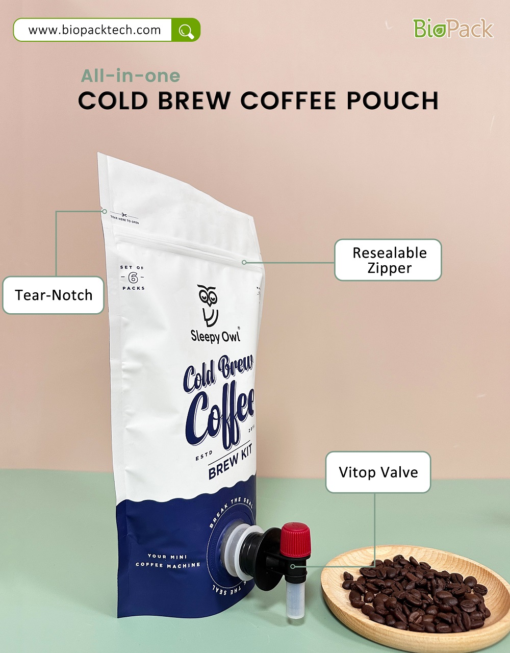 Kaffeetasche mit Vitop -Ventil