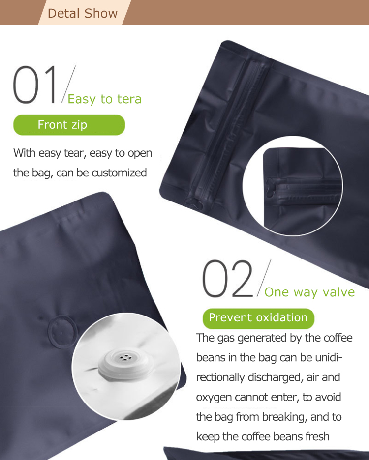 100 ST&Uuml;CKE 1 kg Mattschwarze 4-seitige Seitenfaltenbeutel