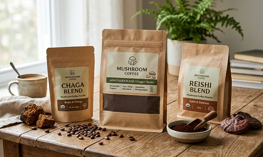 Pilzkaffee-Verpackungsbeutel f&uuml;r funktionale Kaffeemarken