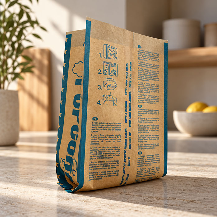 PFAS-freier, maßgeschneiderter Mikrowellen-Popcornbeutel aus Papier